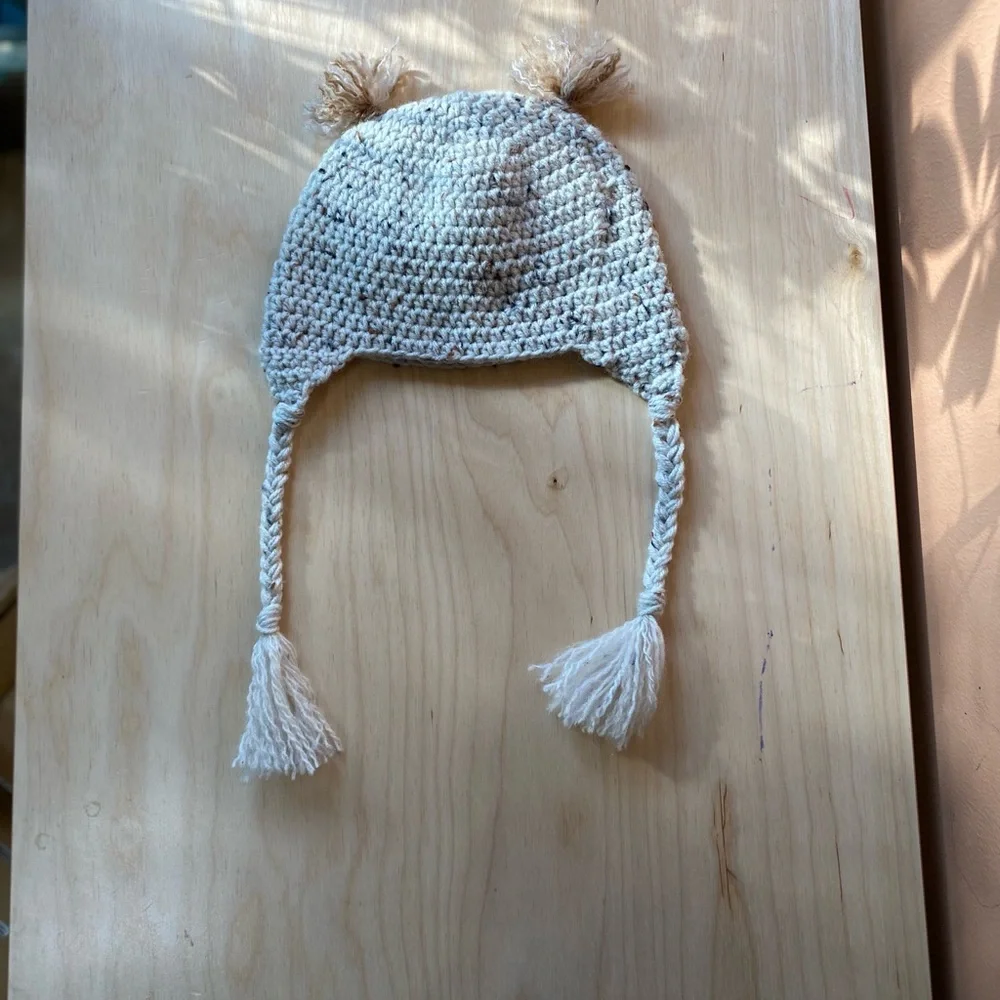 Crochet Owl beanie hat for child 1-3 yo  measure 18.5in head circumference